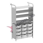 Gratnells Dynamis Treble Silver Frame 3 Shelves & 12 Deep Trays